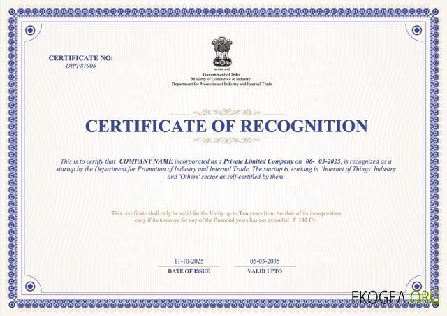Modèle Word et PDF de certificat de reconnaissance indien